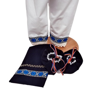Costum botez national pentru baieti, alb, decor albastru, 6 piese, Denikos®PTB06 - Img 2