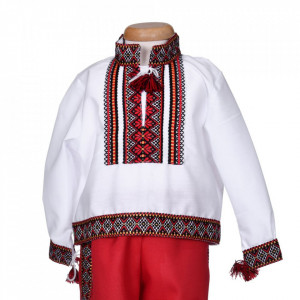 Costum traditional baiat, 2 piese, alb - rosu, Denikos®TD216 - Img 4