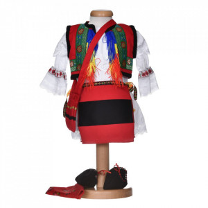 Costum traditional botez pentru fetite, 6 piese, alb multicolor, Denikos® 1027