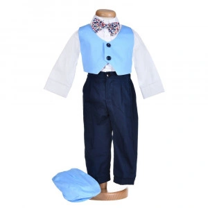 Costumas botez, bleu jucaus, 5 piese, Denikos® H010 - Img 2