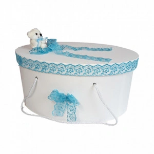 Cutie trusou botez dantela turcoaz si ursulet, Denikos® 179 - Img 2