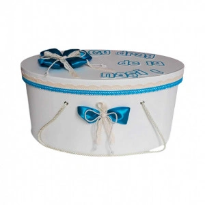 Cutie trusou botez personalizata, decor turcoaz, Denikos® 236 - Img 3