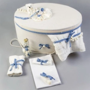Cutie trusou decorata cu fundite si dantela bleu LG101-C - Img 2