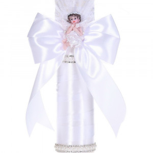 Lumanare botez eleganta cu ingeras si trusou botez asortat, decor Alb, Denikos® C9309 - Img 4