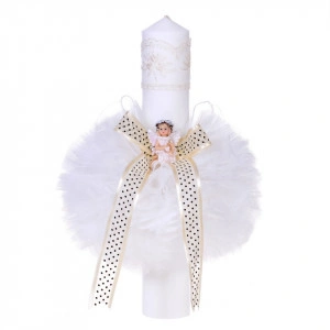 Lumanare botez ingeras, decor ivory, Denikos® 68