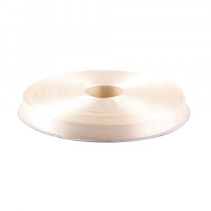 Panglica funda saten 1 cm latime, culoare ivoire / crem, Denikos, rola 22 m