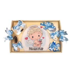 Set tava mot ruperea turtei tema ingeras, fundite bleu, Denikos® TV023