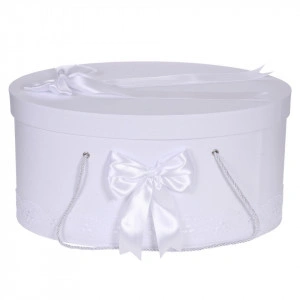 Cutie trusou botez dantela alba, diafana si fundite asortate, Denikos® 817