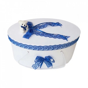 Cutie trusou botez dantela albastra si ursulet, Denikos® 393 - Img 2