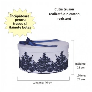 Cutie trusou botez dantela bleumarin eleganta si o fundita asortata, Denikos® 823 - Img 2