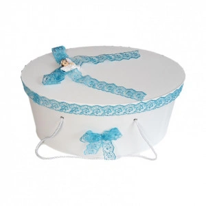Cutie trusou botez dantela turcoaz si ingeras, Denikos® 180