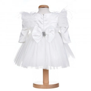 Rochie botez fata, culoare alb diafan, 3 piese, Denikos® H026 - Img 2