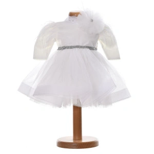 Rochie botez fetita eleganta, culoare alb imaculat, 2 piese, Denikos® H040