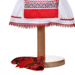 Rochita traditionala botez pentru fetite, 4 piese, alb - rosu, Denikos® 0204 - Img 3