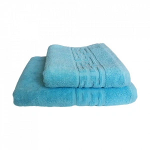 Set 2 prosoape groase si pufoase, bumbac, model grecesc, Bleu, Denikos® 245 - Img 2