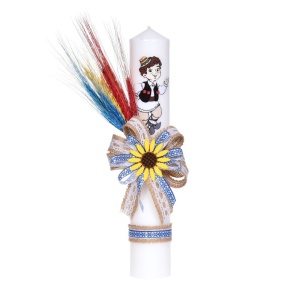 Set botez baietel traditional cu lumanare, trusou in cutie landou si set baita a doua zi – albastru traditional, Denikos NK155-S - Img 3
