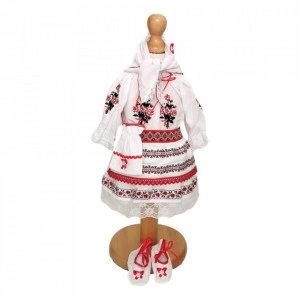 Set botez popular, costum rochita traditionala, trusou botez, cutie trusou si lumanare, decor rustic, Denikos® C9102 - Img 4