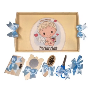 Set tava mot ruperea turtei tema ingeras, fundite bleu, Denikos® TV023 - Img 2