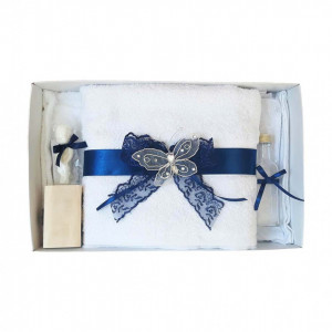 Trusou botez dantela bleumarin si fluturas Denikos® 415