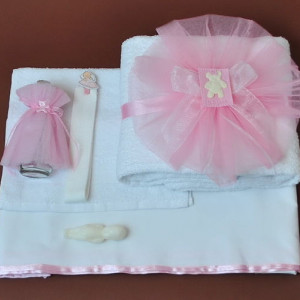 Trusou botez fetita cu ursuleti roz tb04n