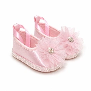 Botosei eleganti roz pentru botez fetita cu floare din tull si strasuri, masura unica, Denikos® H054 - Img 3