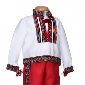 Costum traditional baiat, 2 piese, alb - rosu, Denikos®TD216 - Img 6