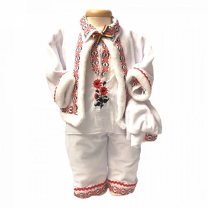Costum traditional botez baietel, broderie Rosie, Denikos® 676