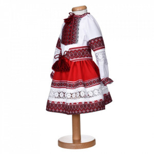 Costum traditional pentru fetite, 3 piese, copii 1 - 14 ani, alb - rosu, Denikos® 1030 - Img 2