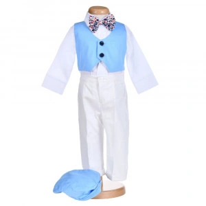 Costumas botez baietel, bleu delicat, 5 piese, Denikos® H011 - Img 2