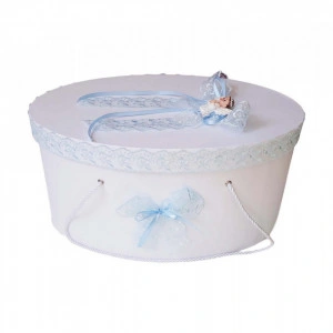 Cutie trusou botez dantela bleu si ingeras, Denikos® 383 - Img 2
