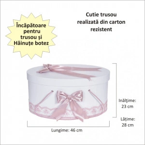 Cutie trusou botez dantela roz pudra si fundite asortate, Denikos® 812 - Img 2