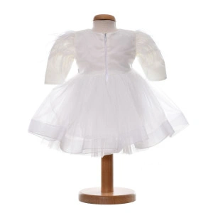 Rochie botez fetita eleganta, culoare alb imaculat, 2 piese, Denikos® H040 - Img 3
