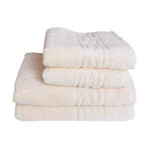 Set 4 prosoape groase si pufoase, bumbac, model grecesc, Crem, Denikos® 258