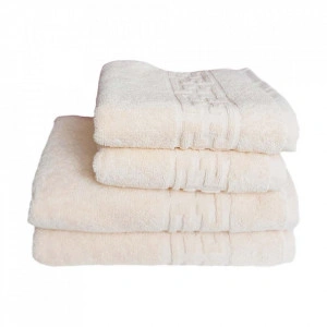 Set 4 prosoape groase si pufoase, bumbac, model grecesc, Crem, Denikos® 258