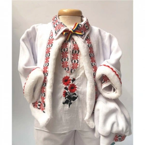 Set botez traditional baietel, trusou botez landou, lumanare si costum popular baiat, Denikos® 968 - Img 6