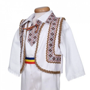 Set botez traditional baietel, trusou botez landou, lumanare si costum popular, Denikos® 1042 - Img 5