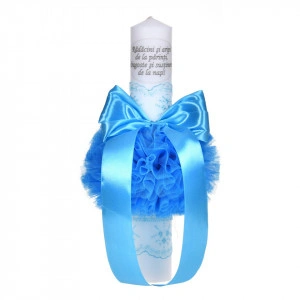 Set botez - trusou botez, lumanare cu mesaj si cutie trusou, decor elegant dantela Turcoaz, Denikos® C1121 - Img 3