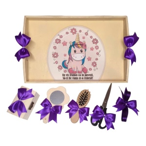 Set tava mot ruperea turtei tema Unicorn, fetita, fundite Mov, Denikos® TV063 - Img 2