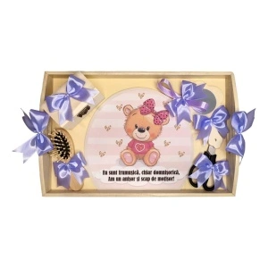 Set tava mot ruperea turtei tema Ursulet, fetita, fundite Lila, Denikos® TV078