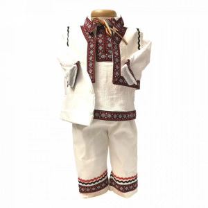 Costum national botez baietel, broderie Grena, Denikos® 674