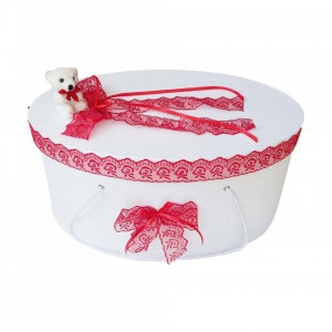 Cutie trusou botez dantela rosie si ursulet, Denikos® 399