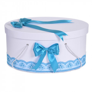 Cutie trusou botez dantela turcoaz si fundite asortate, Denikos® 809