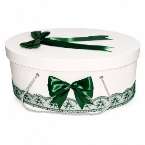 Cutie trusou botez dantela verde si fundite asortate, Denikos® CT002