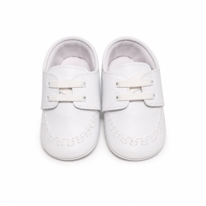 Pantofiori albi pentru botez baieti - eleganti, comozi si usori pentru bebelusi, Denikos® H055