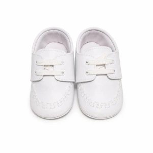 Pantofiori albi pentru botez baieti - eleganti, comozi si usori pentru bebelusi, Denikos® H055
