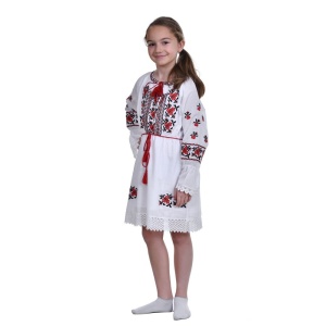 Rochie populara fete, alba, broderie florala traditionala, 3-10 Ani, Denikos®TD233 - Img 2