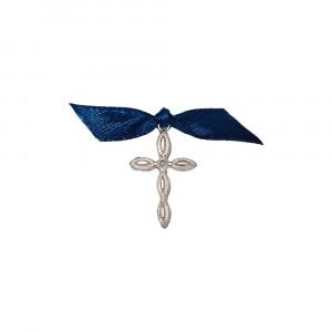 Set 25 cruciulite botez fundita bleumarin si cutie cadou Denikos® CB-04 - Img 2
