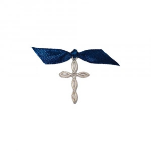 Set 25 cruciulite botez fundita bleumarin si cutie cadou Denikos® CB-04 - Img 2