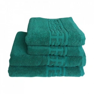 Set 4 prosoape groase si pufoase, bumbac, model grecesc, Verde, Denikos® 289