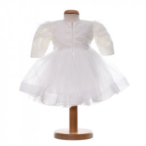 Set botez elegant, rochita 2 piese, trusou botez si lumanare, decor dantela alba, Denikos® C9196 - Img 4